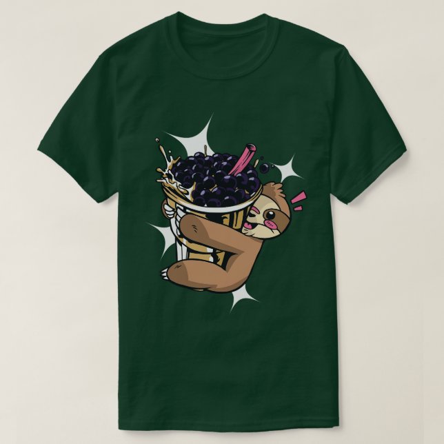 Cute Sloth For Bubble Tea Lovers  T-Shirt (Design Front)