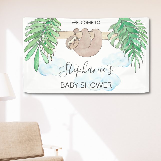 Cute Sloth Gender Neutral Baby Shower Banner (Creator Uploaded)