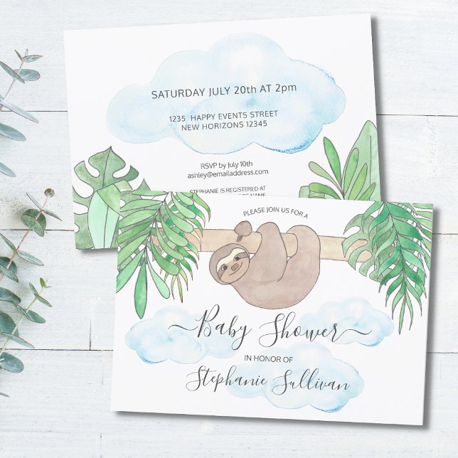 Cute Sloth Gender Neutral Baby Shower Invitation (Creator Uploaded)