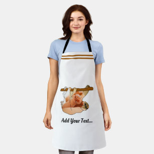 Cute Sloth Hanging In   Add your Photo and Text  Apron