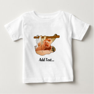 Cute Sloth Hanging In   Add your Photo and Text Baby T-Shirt