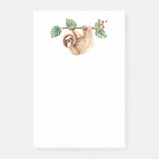 Cute Sloth Hanging Upside Down Watercolor Post-it Notes (Front)