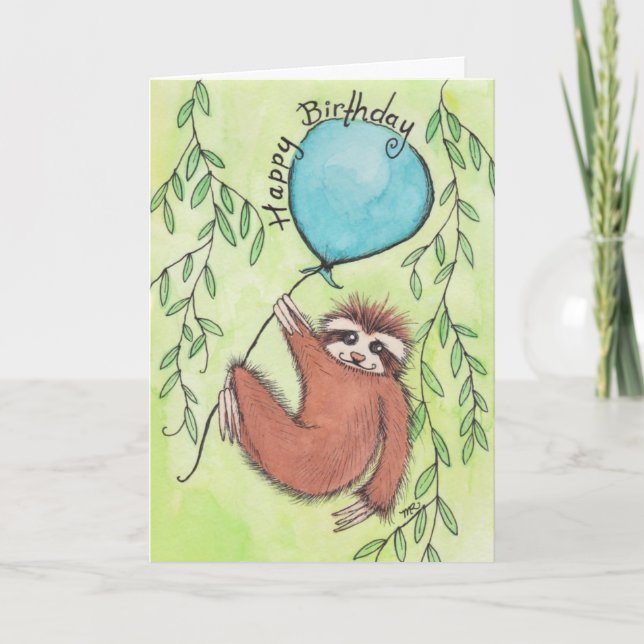 Cute Sloth Happy Birthday Card (Front)