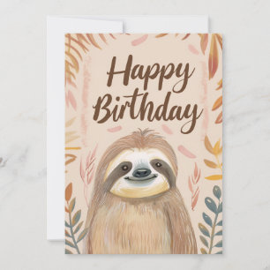 Cute Sloth Happy Birthday Holiday Card
