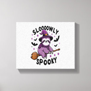 Cute Sloth Happy Halloween (2) Canvas Print