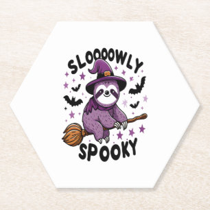Cute Sloth Happy Halloween (2) Paper Coaster