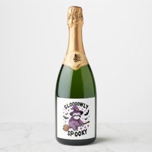 Cute Sloth Happy Halloween (2) Sparkling Wine Label