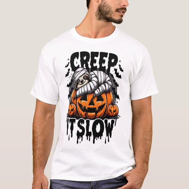 Cute Sloth Happy Halloween T-Shirt (Front)