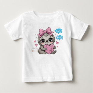 Cute Sloth Holding a Heart Baby T-Shirt