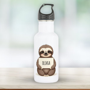 Cute Sloth Holding a Name Sign 532 Ml Water Bottle