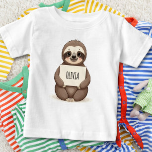 Cute Sloth Holding a Name Sign Baby T-Shirt