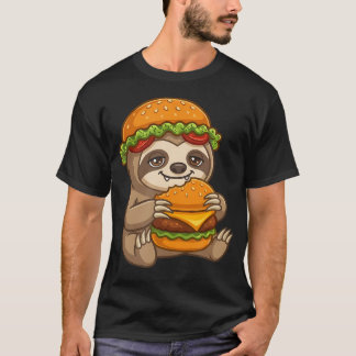 Cute Sloth Holding Cheeseburger T-Shirt