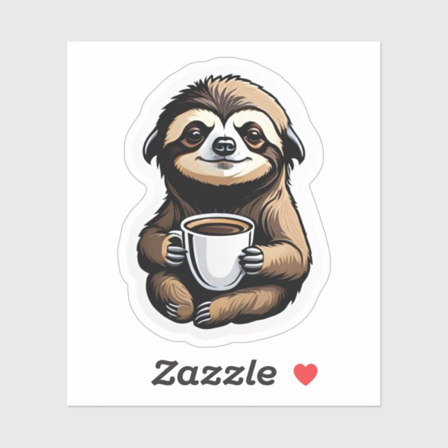 Cute Sloth Holding Coffee Cup (Sheet)