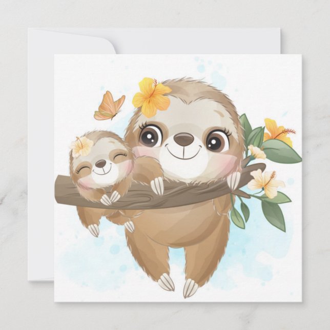 Cute Sloth Holiday Card (Front)