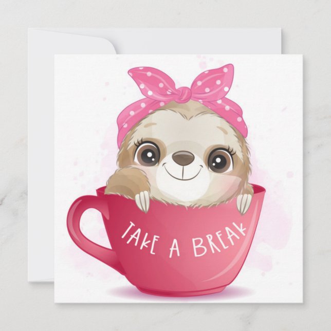 Cute Sloth Holiday Card (Front)