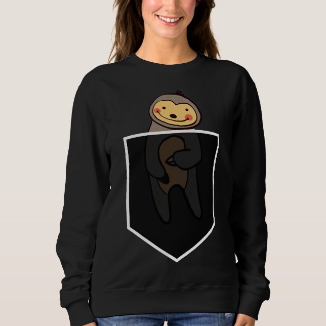 Cute Sloth In Pocket Sweatshirt (Front)