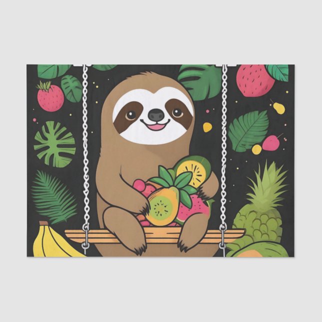 Cute Sloth Jungle Tissue Paper (Front)
