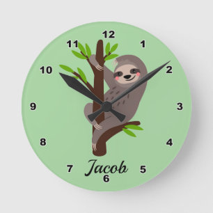 Cute Sloth Kid's Wall Clock