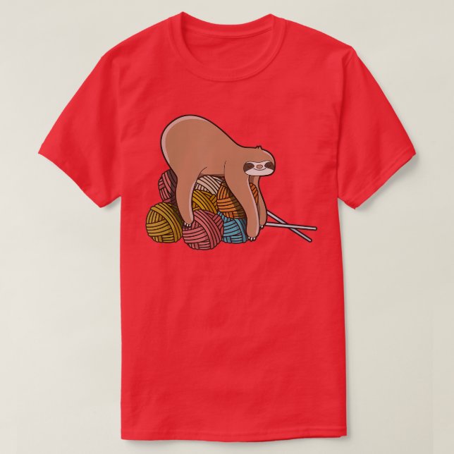 Cute Sloth Knitting Yarn Knitting Wool  T-Shirt (Design Front)