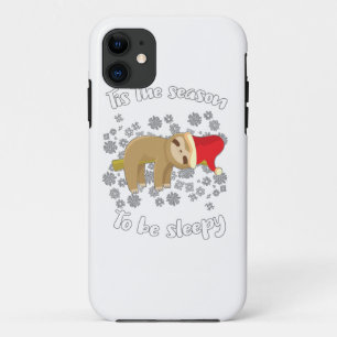 Cute Sloth Lazy Christmas Tis Season To Be Sleepy Case-Mate iPhone Case