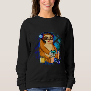 Cute Sloth Lazy Gamer Gaming Funny Sweatshirt