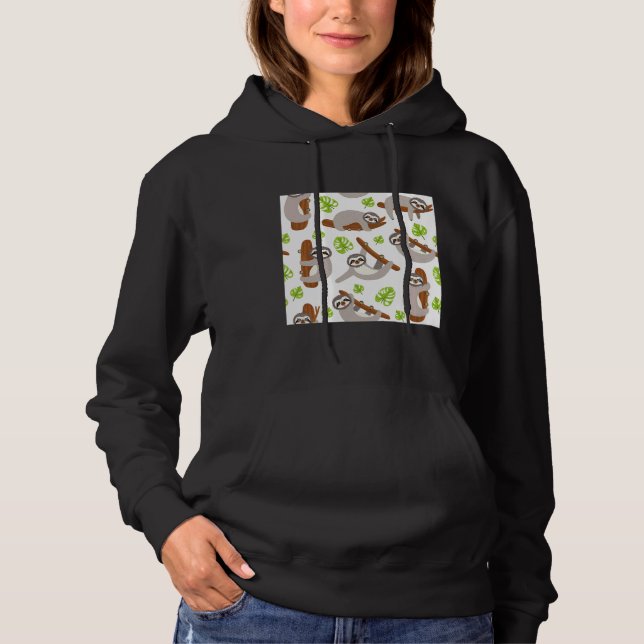 Cute Sloth Leaves Hoodie (Front)