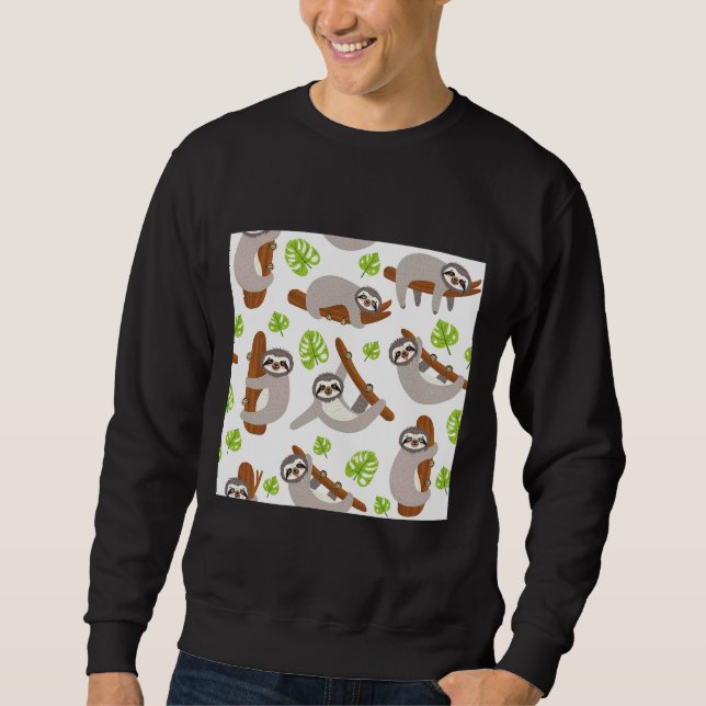 Cute Sloth Leaves Sweatshirt (Front)