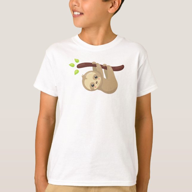 Cute Sloth, Little Sloth, Baby Sloth, Lazy Sloth T-Shirt (Front)