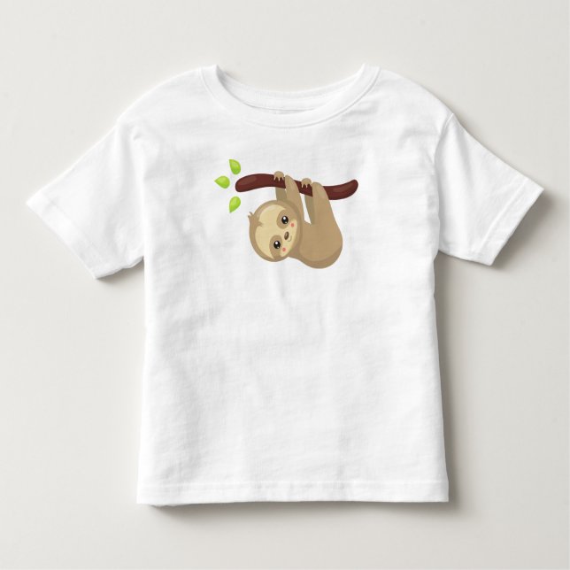 Cute Sloth, Little Sloth, Baby Sloth, Lazy Sloth Toddler T-Shirt (Front)