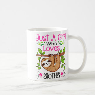 Cute Sloth Lover Women Girls Just A Girl Who Loves Coffee Mug
