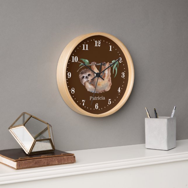 cute sloth lovers add name  clock (Office)