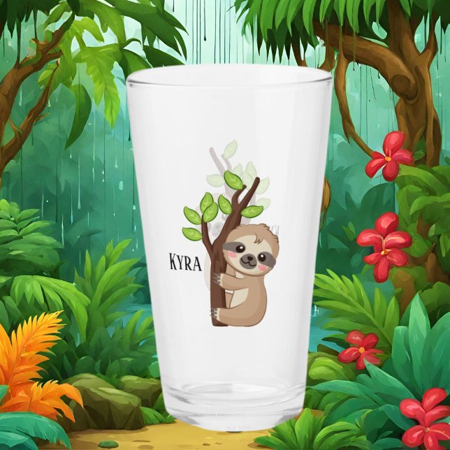 cute sloth lovers add name Glass (Creator Uploaded)