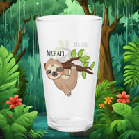 cute sloth lovers add name Glass