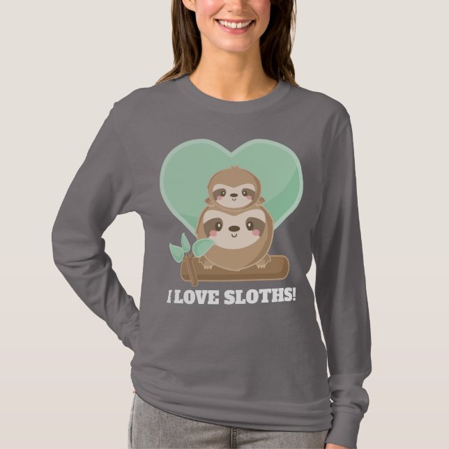 Cute sloth lovers add name message t-shirt (Front)