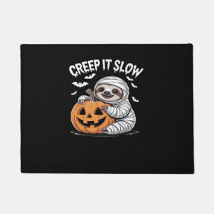Cute Sloth Lovers Funny Halloween Pumpkin Essentia Doormat