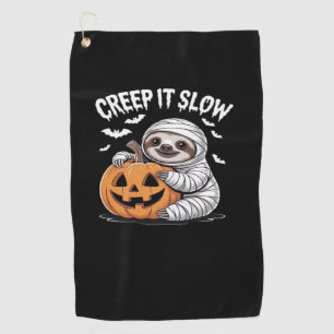 Cute Sloth Lovers Funny Halloween Pumpkin Essentia Golf Towel