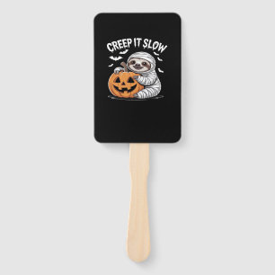 Cute Sloth Lovers Funny Halloween Pumpkin Essentia Hand Fan