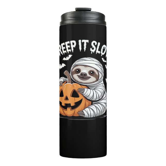 Cute Sloth Lovers Funny Halloween Pumpkin Essentia Thermal Tumbler (Front)
