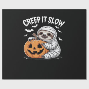 Cute Sloth Lovers Funny Halloween Pumpkin Essentia Wrapping Paper