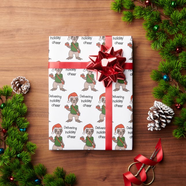 Cute Sloth Mail Man Christmas  Wrapping Paper (Holiday Gift)