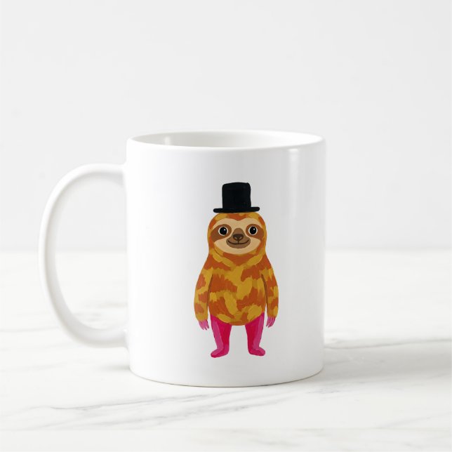 Cute Sloth Mug Funny Folk Art (Left)