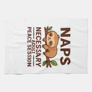 Cute Sloth Naps � Necessary Adult Peace Session Cl Tea Towel