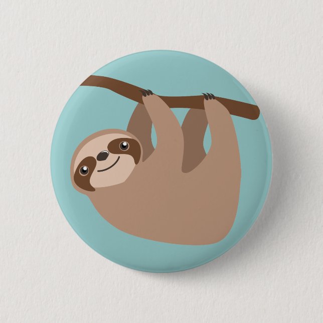 Cute Sloth on a Branch 6 Cm Round Badge (Front)
