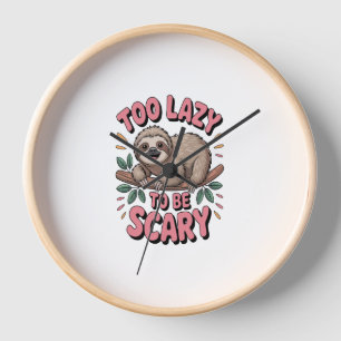 Cute Sloth on Branch with Playful Clock