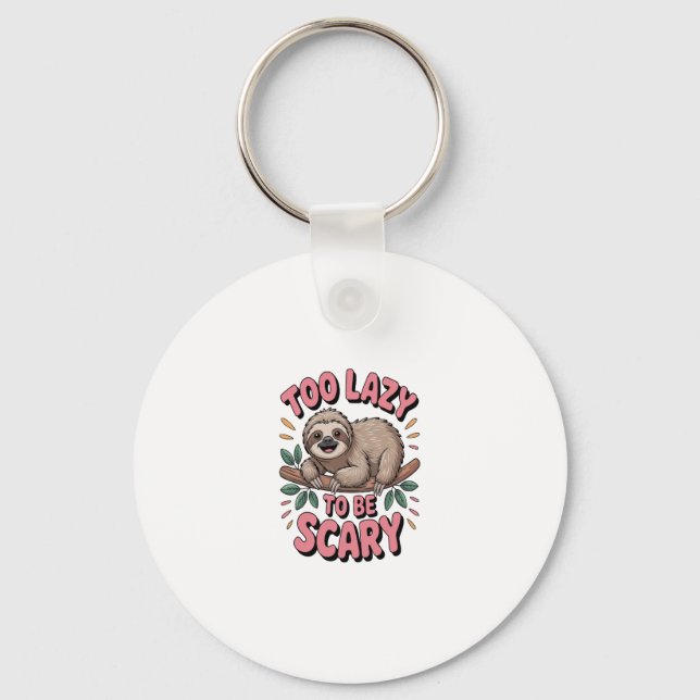 Cute Sloth on Branch with Playful Key Ring (Front)