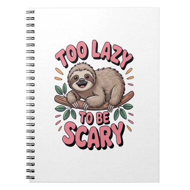 Cute Sloth on Branch with Playful Notebook (Front)
