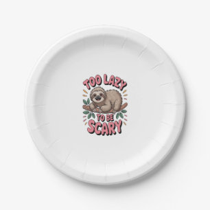 Cute Sloth on Branch with Playful Paper Plate