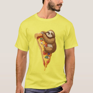 Cute Sloth on Pizza Slice Funny Food Shirt