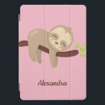 Cute Sloth on Tree Animal Kawaii Illustration Pink iPad Pro Cover<br><div class="desc">Having this cute sloth case on your iPad will be sure to get a few smiles. With it's adorable little sloth hanging on a tree,  on a pink background,  and customised with your name,  it's sure to be a one of a kind!</div>