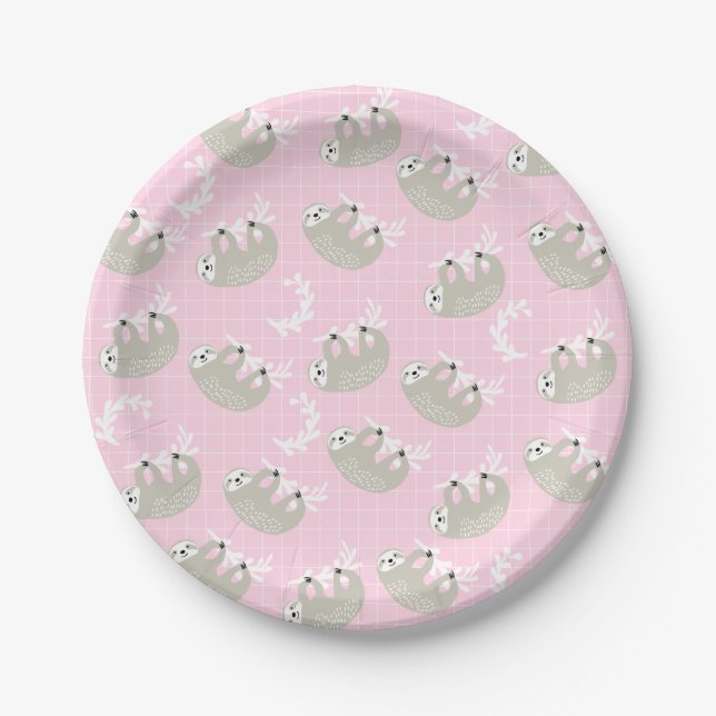 Cute Sloth Paper Plates (Front)